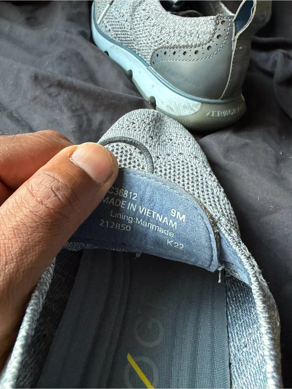 Cole Haan Light Gray Knit Wingtip Derby